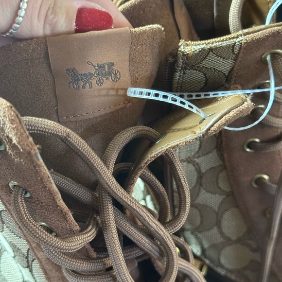 NWOB COACH khaki signature jacquard city sole boot men’s size 12 - Picture 10 of 13